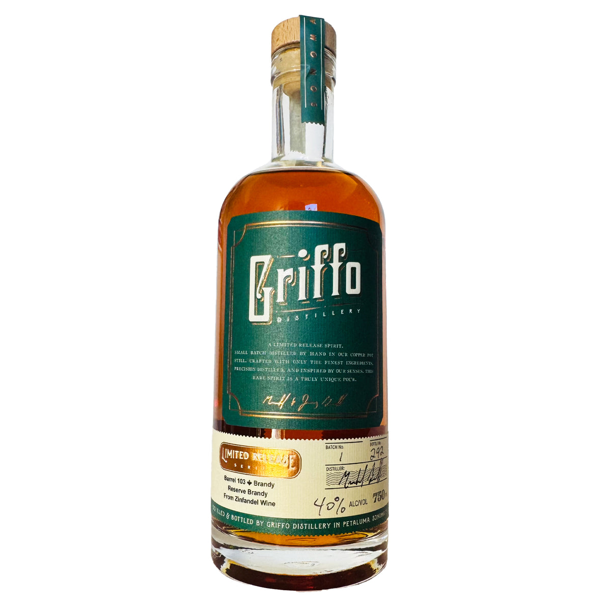 Barrel 103⚜ Reserve Brandy From Zinfandel Wine – Griffo Distillery