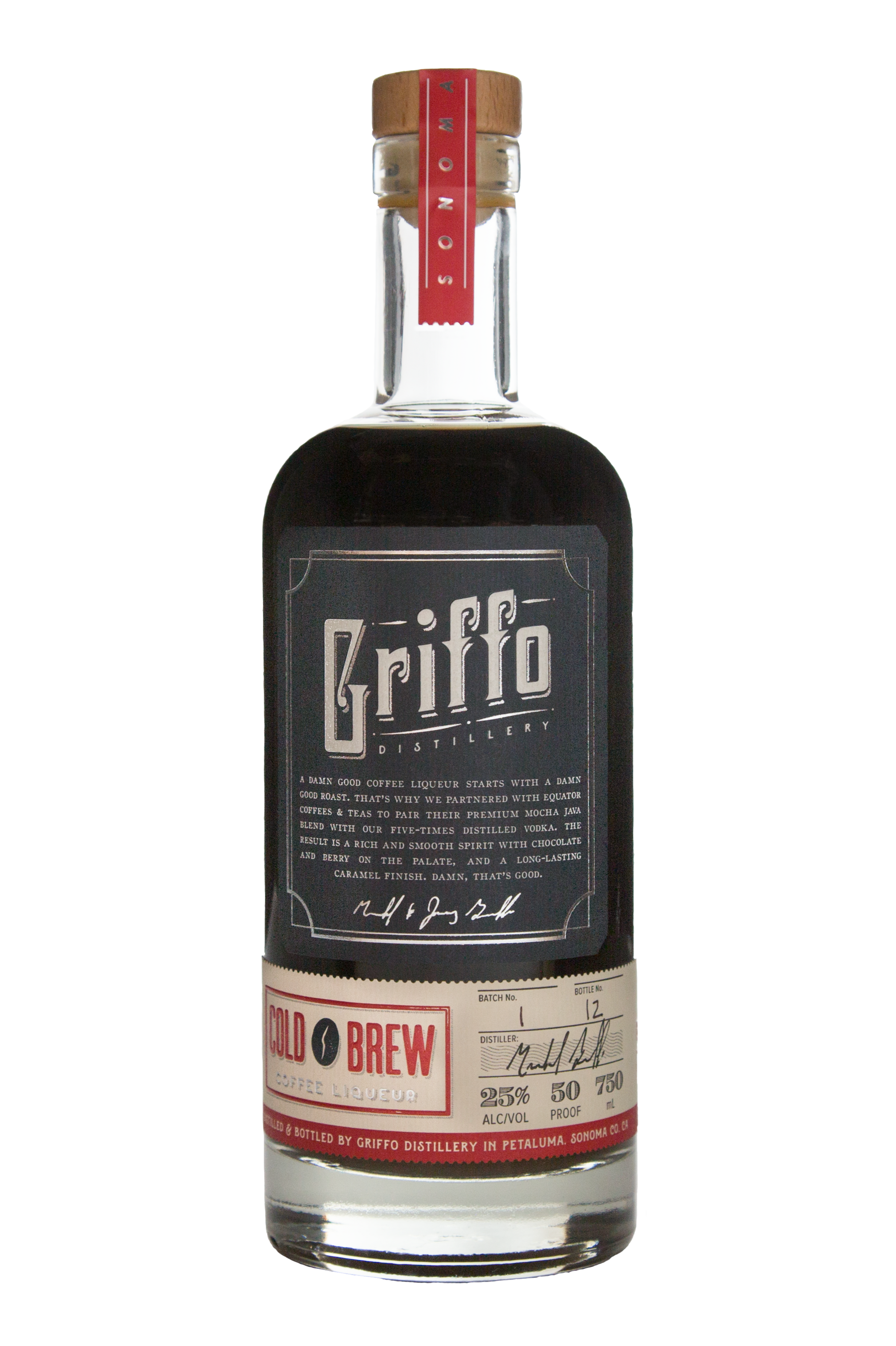 Griffo Cold Brew Coffee Liqueur made with Equator Coffees mocha java blend coffee 